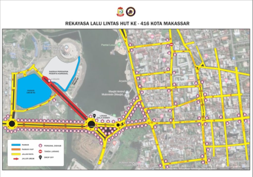 17 Rekayasa Ruas Jalan pada Malam Puncak HUT Kota Makassar
