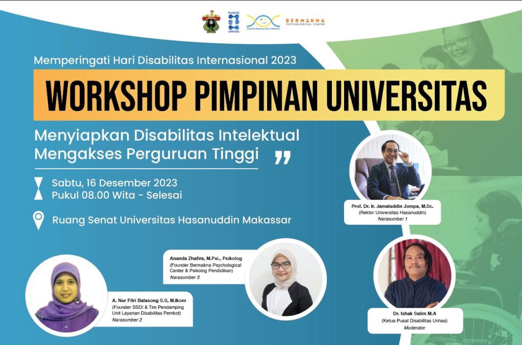 Peringati Hari Disabilitas Internasional, Universitas Hasanuddin Dan SSDI Bakal Gelar Workshop Para Rektor