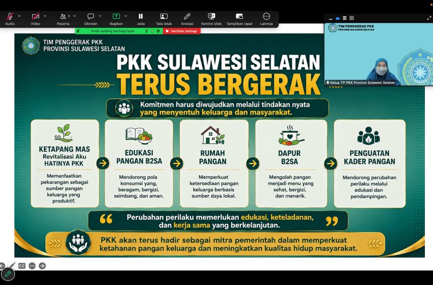  Gerakan Stop Boros Pangan di Gaungkan  TP PKK Sulsel Secara Virtual